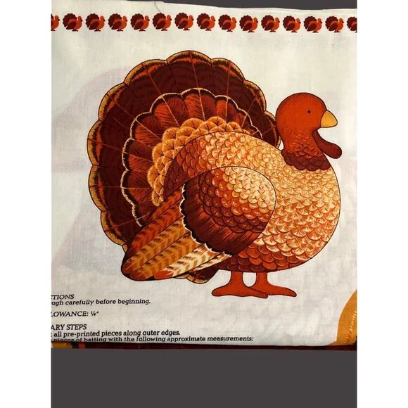 Thanksgiving Turkey Sewing Fabric Panel For Soft Toy Pillow Cut & Sew DIY Kit - Picture 7 of 9